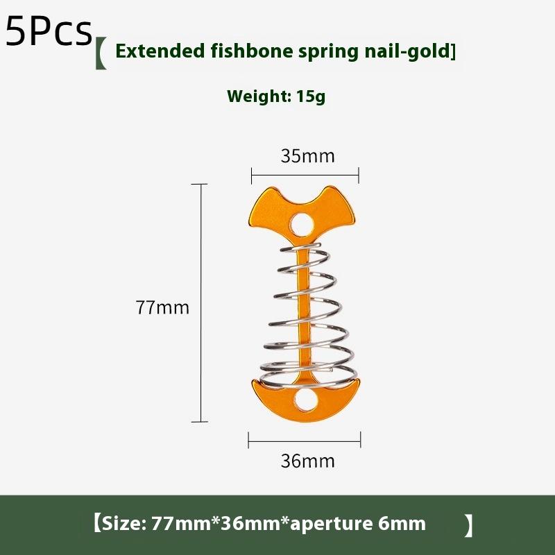 5Pcs Camping Deck Nails Spring Fish Bone Nails Wooden Board Tent Pegs Ground Nails Climbing Tent Accessories