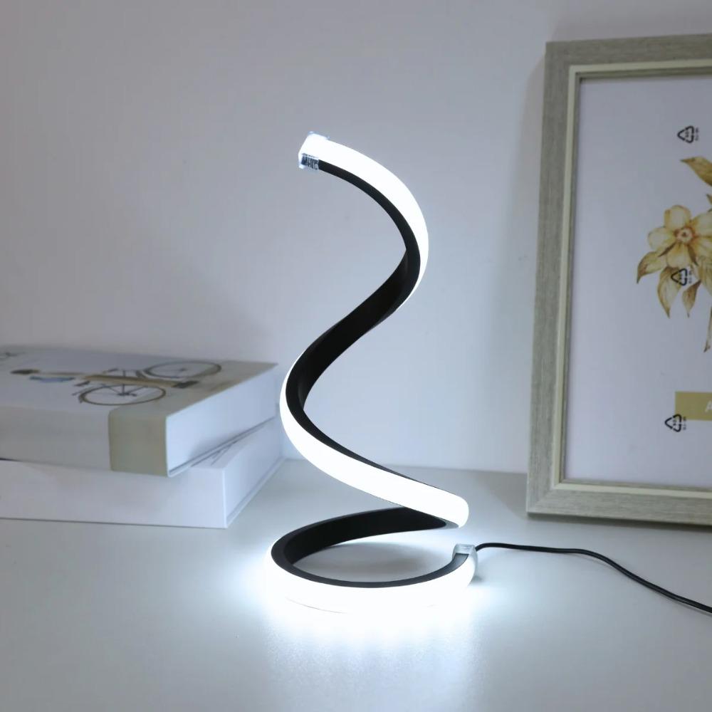 LED spiral desk lamp modern three color dimming USB power button switch bedroom bedside study home decoration desk lamp