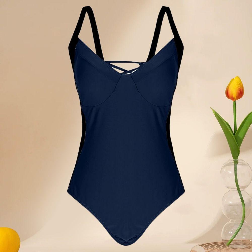 Hollow Bodysuit Swimsuit Slim Fit Jumpsuit Bikini Simple Bathing Swimwear  Beach