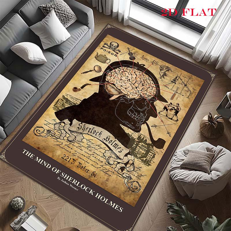 Sherlock Holmes Carpet Rug for Living Room Bedroom Home Sofa Decoration,Kids play Nonslip Floor Mat