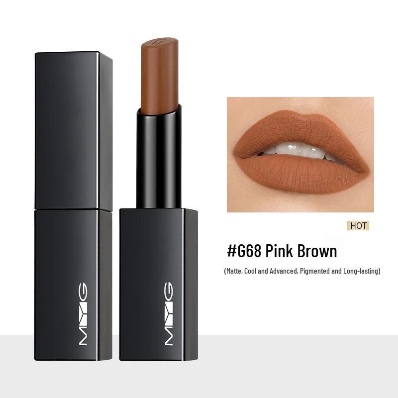 MYG Charm Magnetic Black Tube Lipstick: Moisturizing, Non-fading Earthy Tone In Dirty Orange Chocolate.