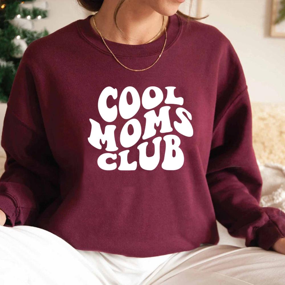 Mikina Cool Moms Club Mikiny pro mámu Dámský pulovr s dlouhým rukávem Ležérní grafické mikiny Dárek k narozeninám pro matky
