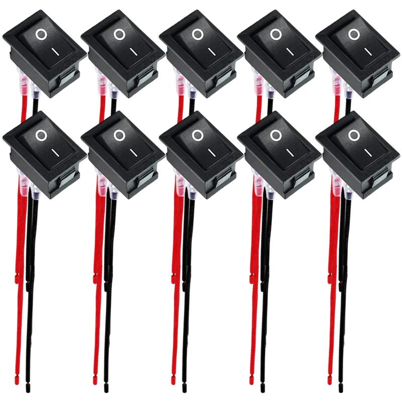 10/1Pcs Round Rocker Switch ON/Off SPST 2Pin Latching Toggle Switch Snap Boat Car Round Switches Pre-Wired 6A/250V 10A/125V