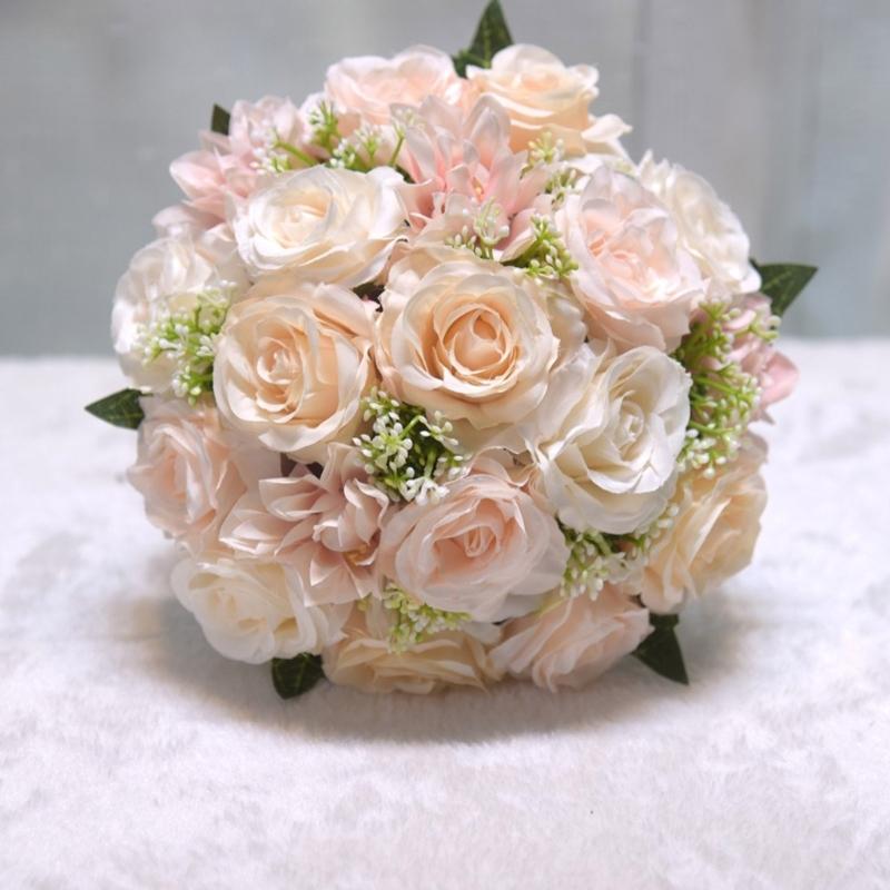 Realistic Multicolor Rose Bouquet Romantics Bridesmaids Flower Arrangement for Wedding Ceremony
