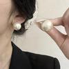 Sterling Oversized Pearl Stud Earrings 20mm Minimalist Geometric Drop Women Face-Framing Elegant Jewelry