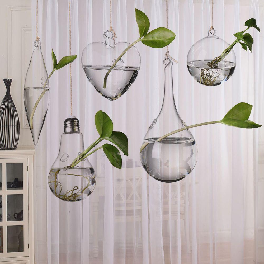 Creative Hanging Glass Vase Hydroponics Plant Vases Flower Pot Terrarium Container Party Wedding Home Decoration Garden Supplies