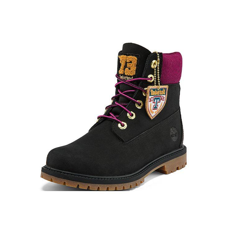 Timberland Heritage 6 Inch Waterproof Boots 'Black Nubuck With Pink' Women's A44KXW