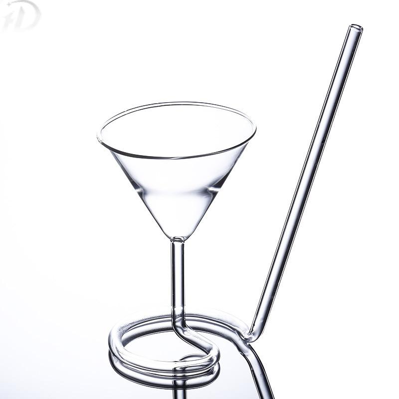 Cocktail Goblet Glass With Pipette, Martini Glasses, Wine Glasses, Beer, Champagne, Juice Drink Cup, Glassware, Drinkware