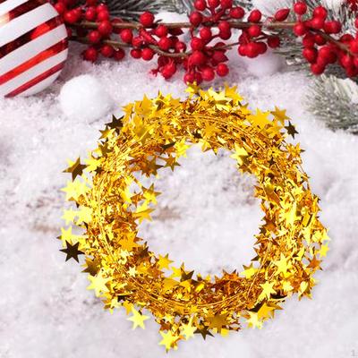 Artificial Christmas Wreath Iron Wire Star Vine 25ft Gift Wall Hanging Ornament Garland for Indoor