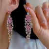French Court Style Purple Zircon Geometric Flower Earrings for Women - Luxurious, Trendy, Exquisite Stud Jewelry