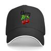Cherry Script Text Red Cherry Fruit Illustration Sandwich Baseball Cap Unisex Women Sun Cap Outdoor Workouts Hat