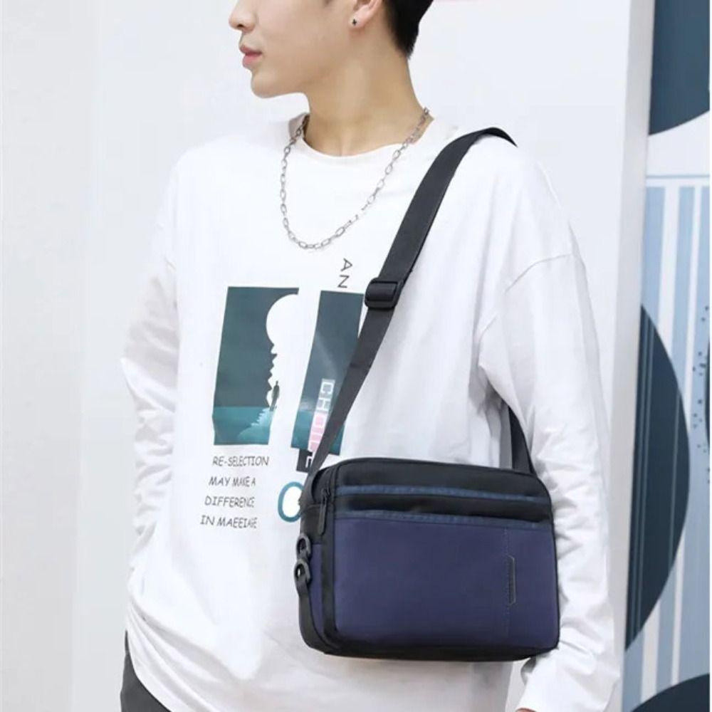 Single Shoulder Man Messenger Bag Fabric Nylon Crossbody Bag Simple Men's Shoulder Bag Outdoor