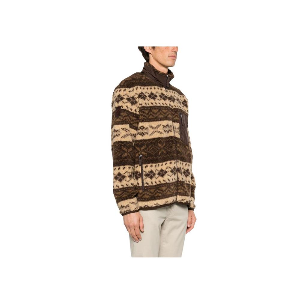 Polo Ralph Lauren SS24 Striped Full Print Loose Fit Zip Long Sleeve Jacket Men Jacket Brown 710938361-001