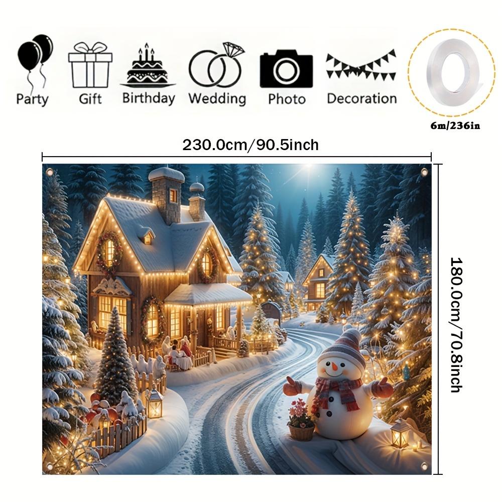 Charming December Snow Scenery with Snowmen and Gingerbread House Design Suitable for Winter Celebrations and New Year Parties