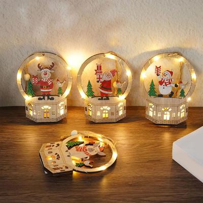 Wooden Ornaments For Christmas Tree Seasonal Decoration With LED Light Holiday Table Centerpiece For Home Decorators Festival