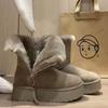 Fashion Luxury Winter Women Long Plush Warm Snow Boots Casual Shoes New Suede Fur Chelsea Ankle Boots Flats Platform Ladies Thick Shoes