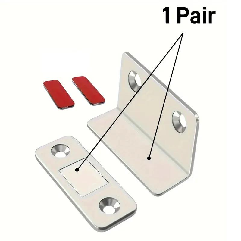 1pair Magnetic Door Catch Latch -Invisible Strong Adhesion Drill-Free Mount Seamless Release- Ideal for Cabinets, Sliding Doors