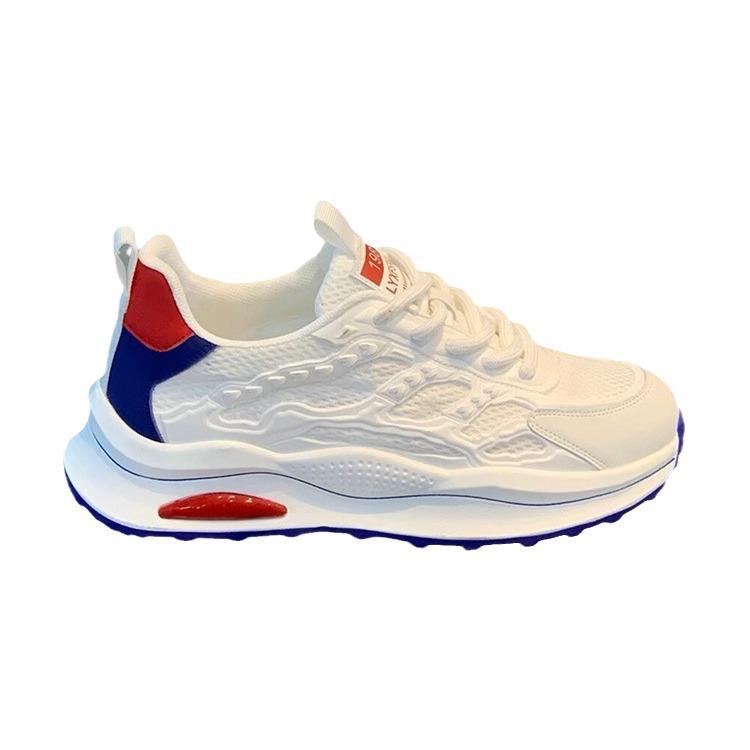 Men's 2024 Summer White Mesh Breathable Thick Sole Height-Increasing Casual Dad Sneakers