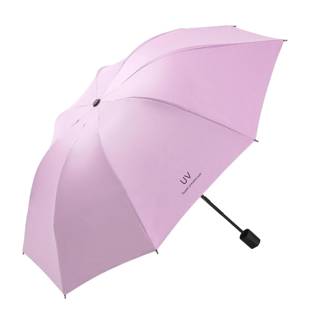 8-Rib Automatic Black Glue Umbrella: UV-Blocking, Rain or Sun Protection, Three-Fold Design