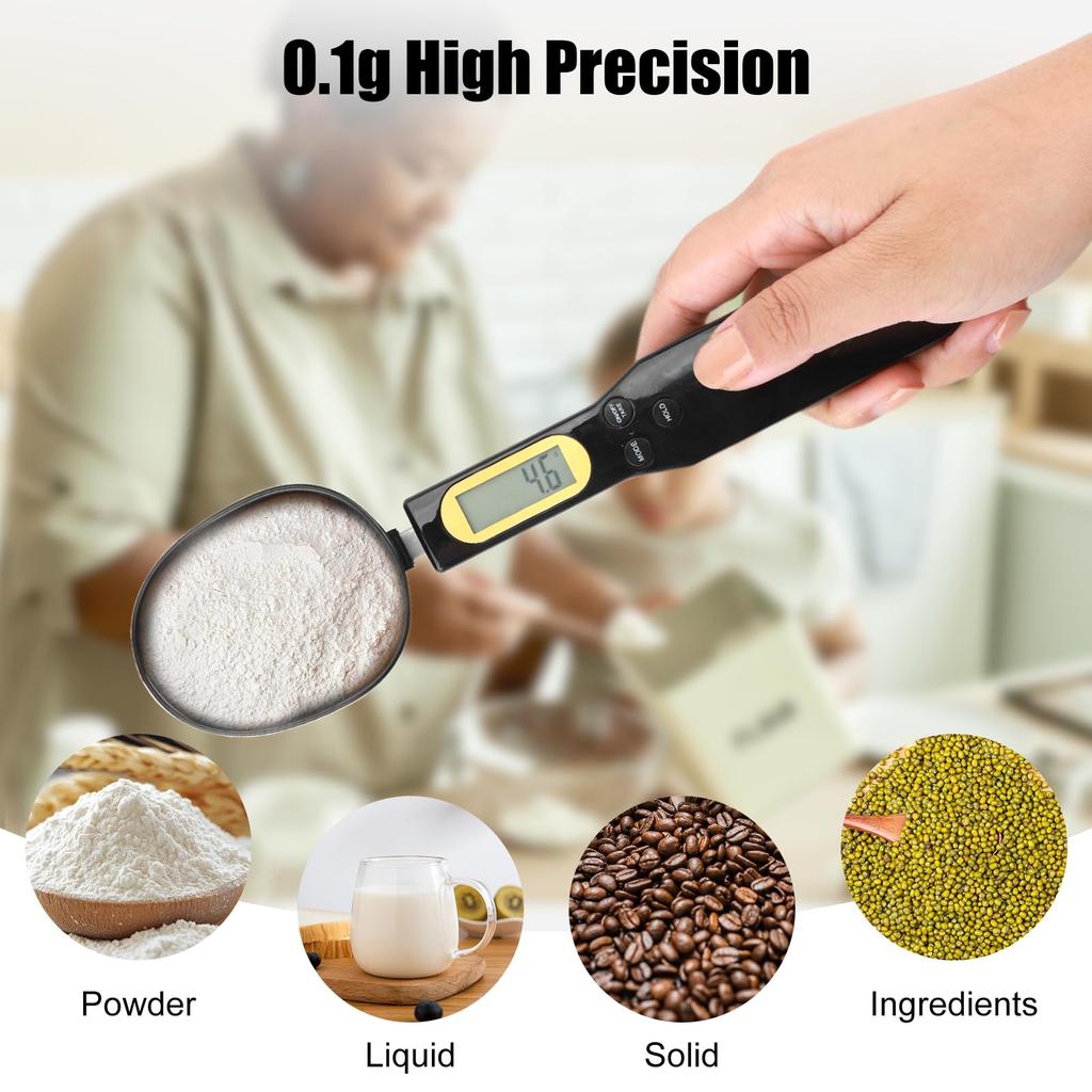 Báscula de cocina electrónica 500 g 0,1 g LCD digital para medir harina de alimentos, cuchara digital, miniherramienta de cocina para leche y café