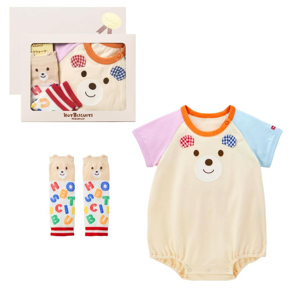 MIKI HOUSE HOT BISCUITS Body Shirt Gift Set (Boxed) for Boys and Girls, Baby and Kids, Ivory, 70cm, 74-9933-146