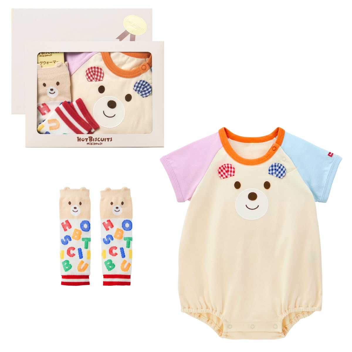 

MIKI HOUSE HOT BISCUITS Body Shirt Gift Set (Boxed) for Boys and Girls, Baby and Kids, Ivory, 70cm, 74-9933-146