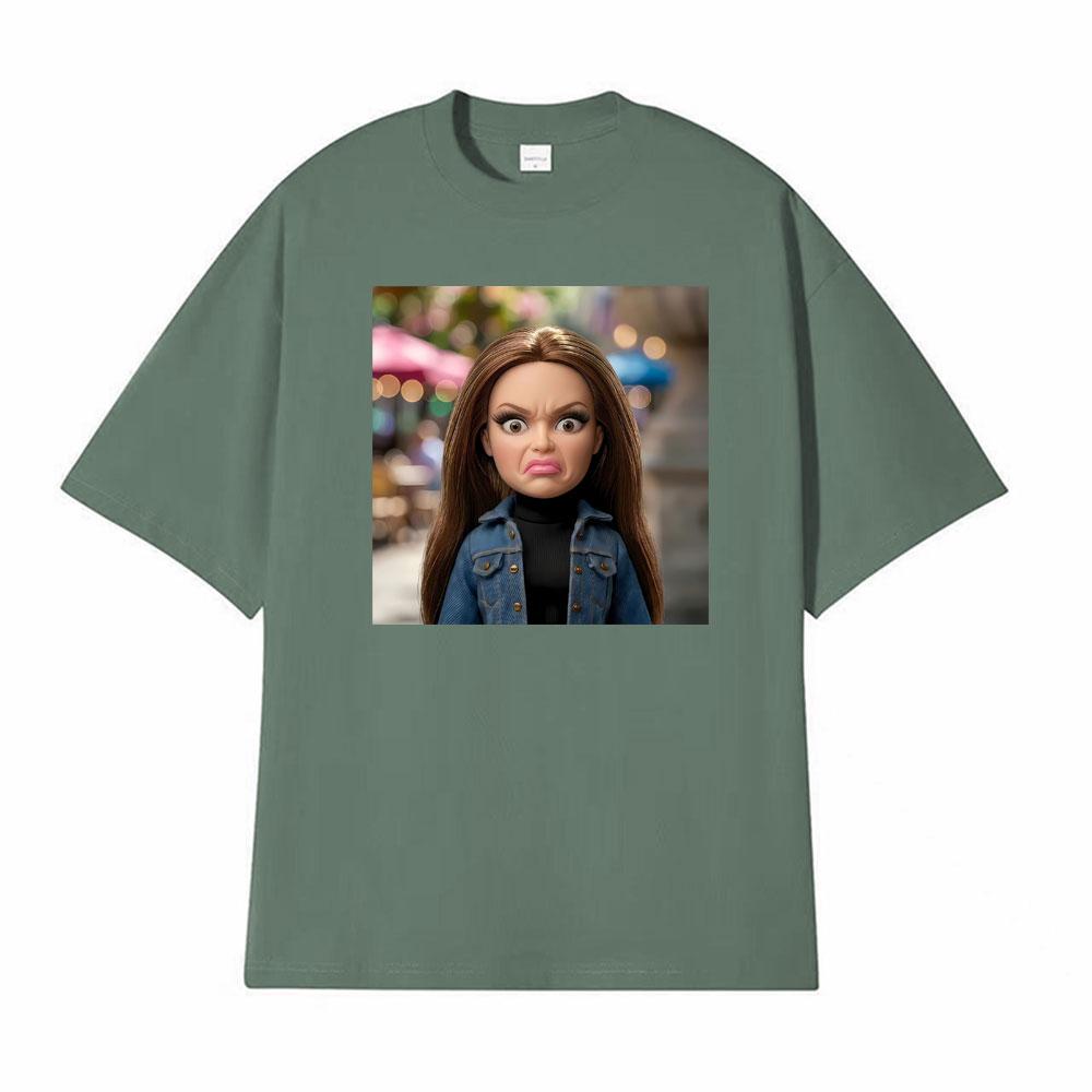 Puppen Gesicht Urteilender Ausdruck Sarkastisches Meme T-Shirts Unisex Kleidung Vintage Kurzarm T-Shirts Hohe Qualität Gemütliches T-Shirt Oberteile