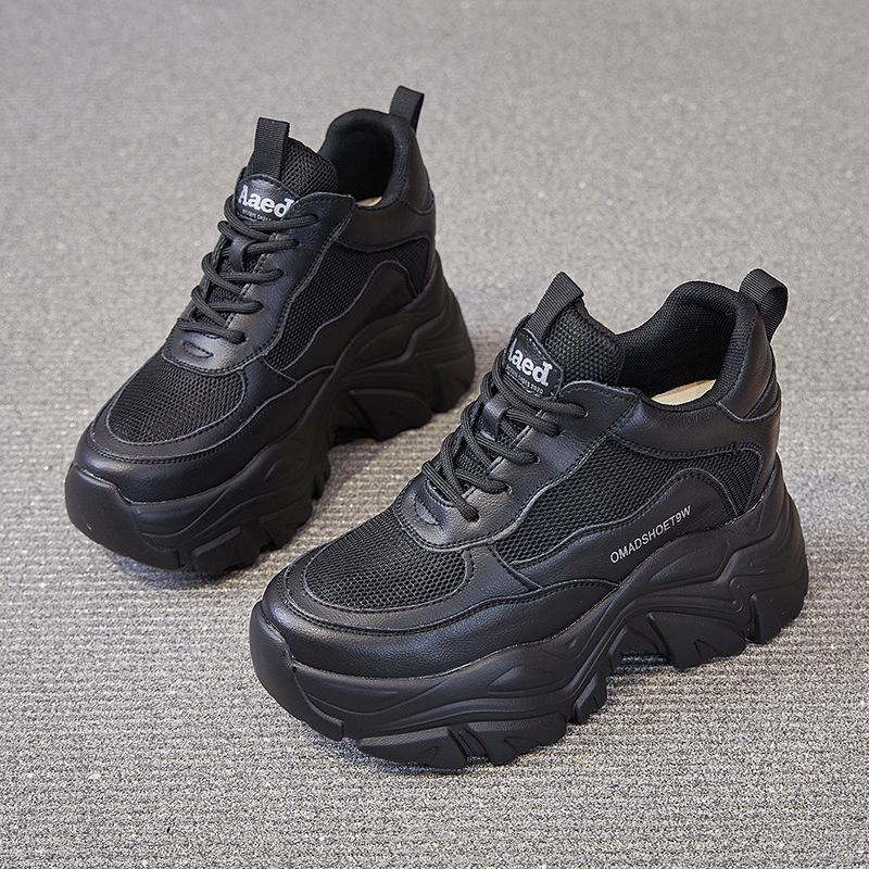 

Dad s shoes are heightened, spring new platform casual sneakers, small trendy shoes A 34 чёрный