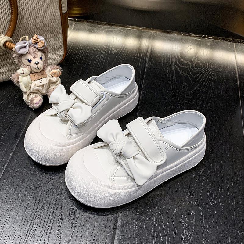 

Платформенные белые туфли женские весна 2025 новые белые повседневные туфли на липучках уродливо-милые туфли с большой головой низкие одинарные туфли 40 белый