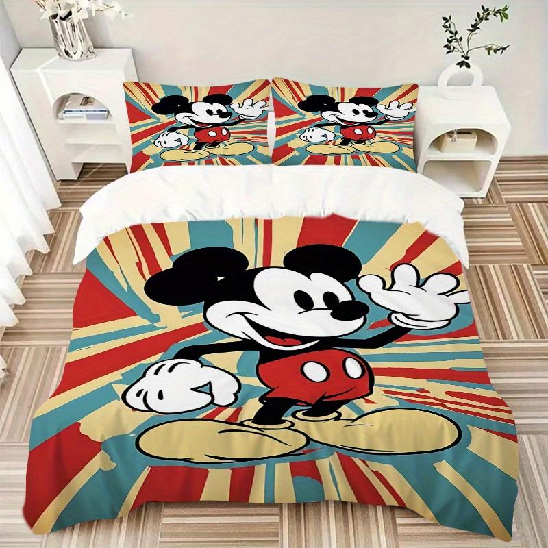 3pcs Mickey Mouse Printed Bedding Set, Breathable And Soft, Machine Washable, Christmas Gift, Suitable for Bedroom Decoration, 116