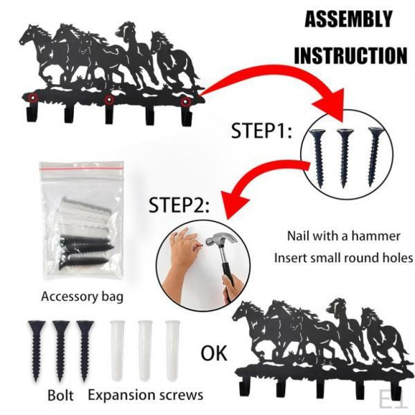 Metal Key Holder with 5 Hooks Home Decor Decorative Wall Hook for Entryway Doorway