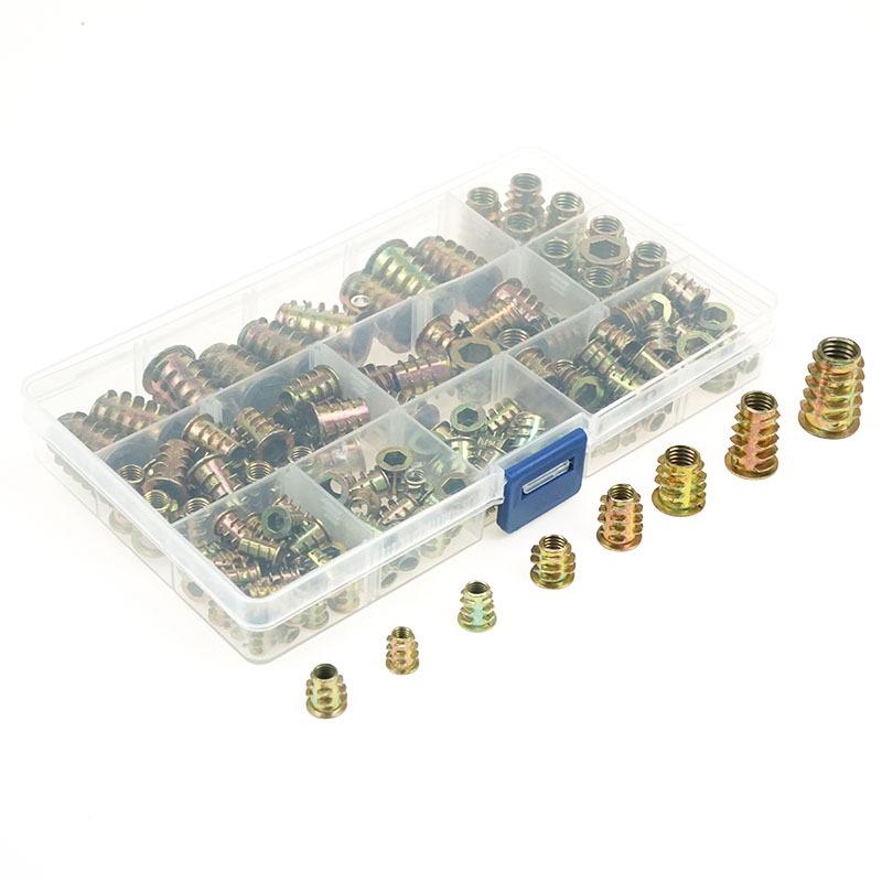 140PCS Zinc Alloy T-Shaped Trapezoidal Nuts with Washers - Internal & External Threads Pre-embedded Set