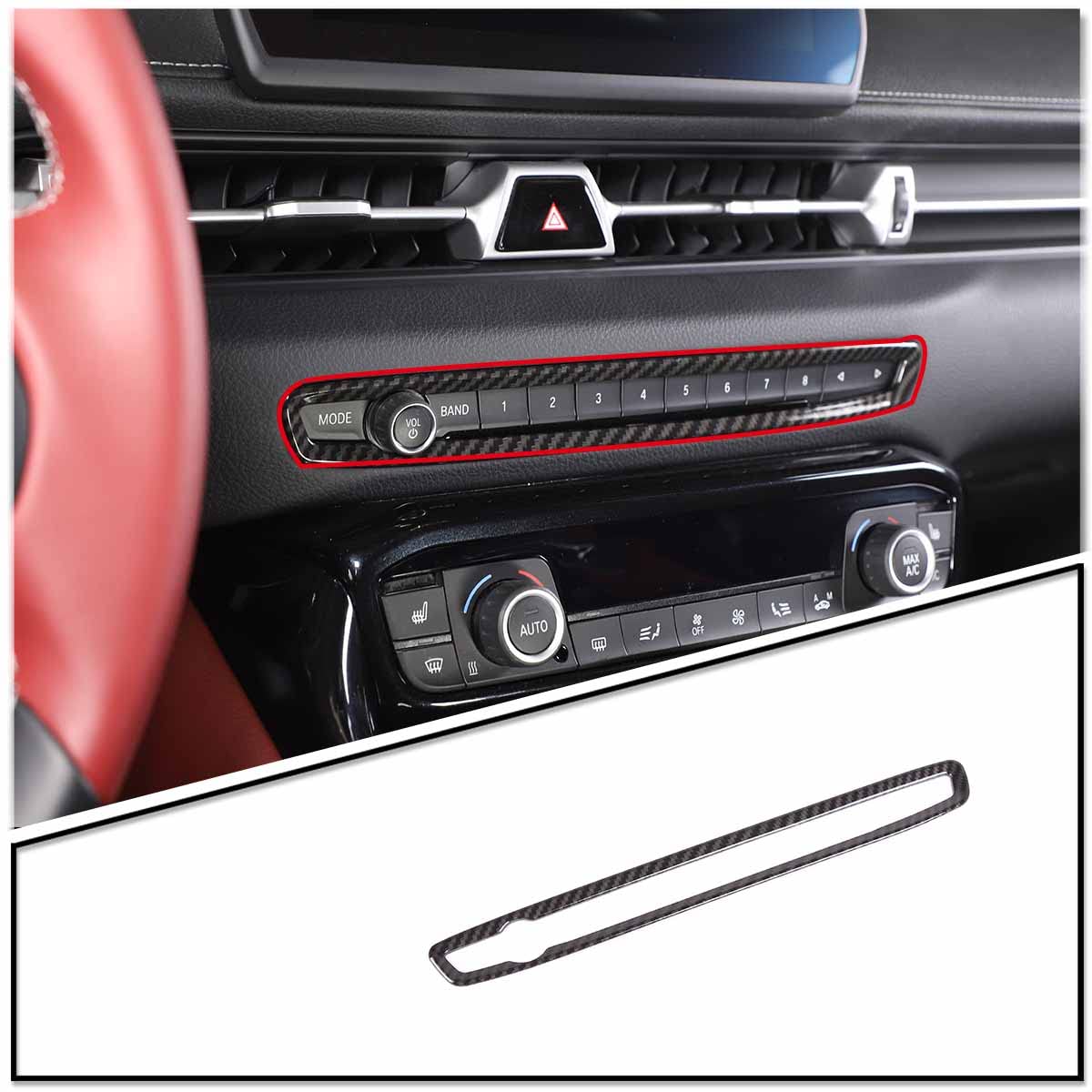 

DIYUCAR Автомобильный центральный регулятор громкости Декоративная коробка переключателя громкости Декоративная защитная Легкий АБС-пластик Комплект для Toyota Supra GR A90 A91 MK5 Рама из волокна,