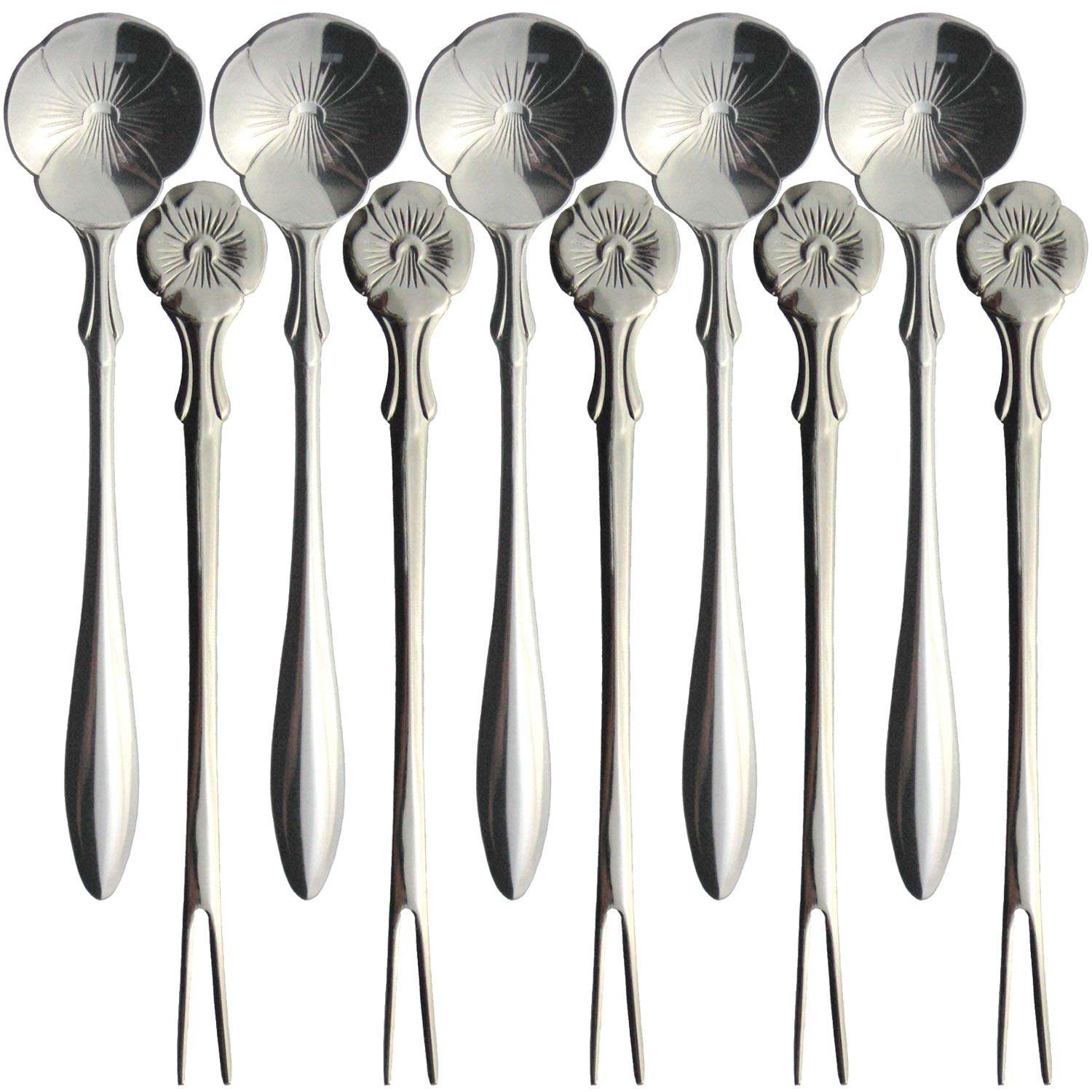 

Nagao Cutlery Gift Set: Pansy Coffee Spoon and Fork (10 pieces), Made in Japan