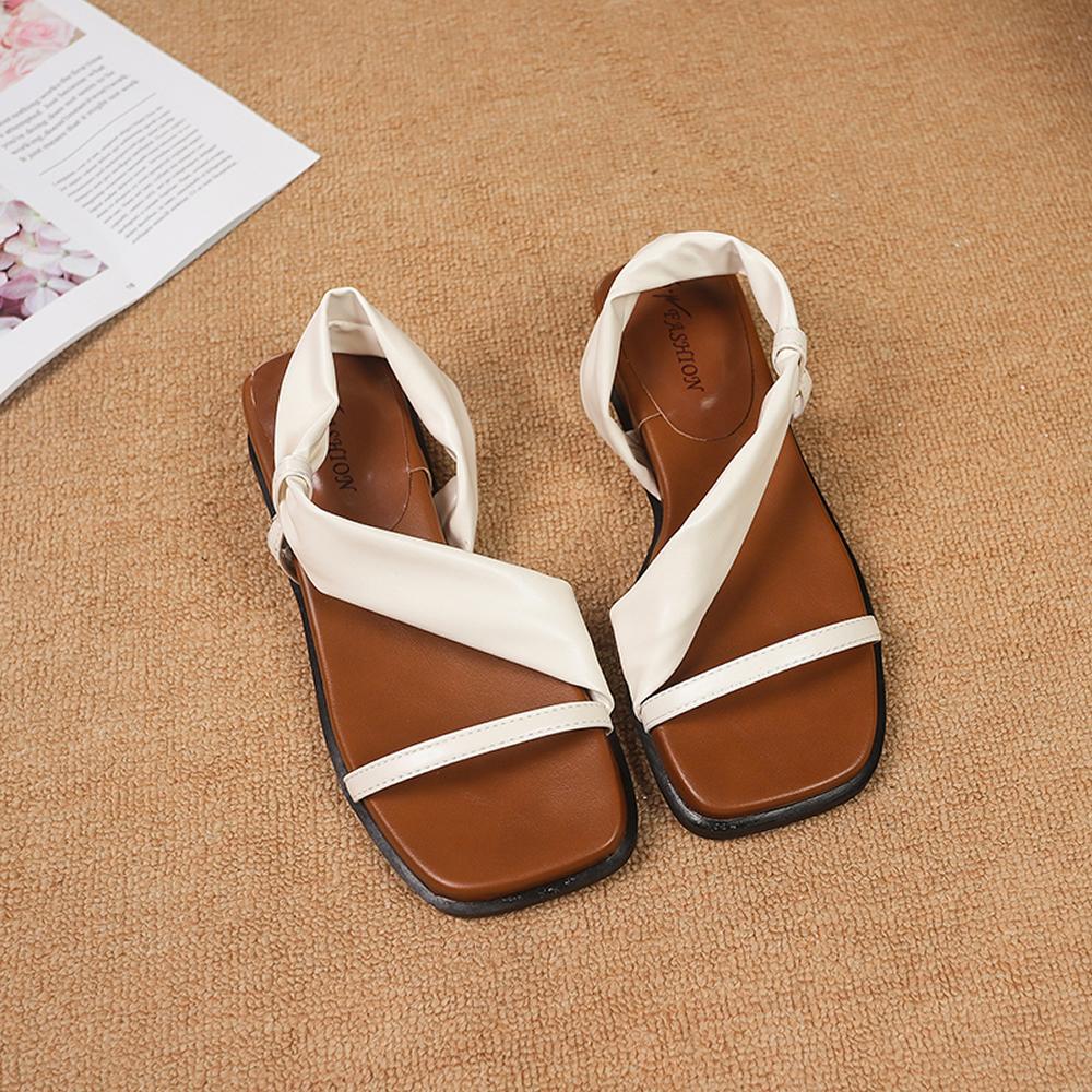 Women's Summer Thick Bottom Slip-On Shoes Outdoor Wear French Style Beautiful Sandals Match Skirts Evening Slope Heel Open-Toe