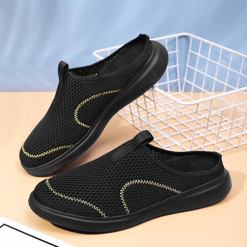 Foreign trade large size slippers men's summer mesh one pedal lazy sports soft sole 48 bag head wearing large sandals men