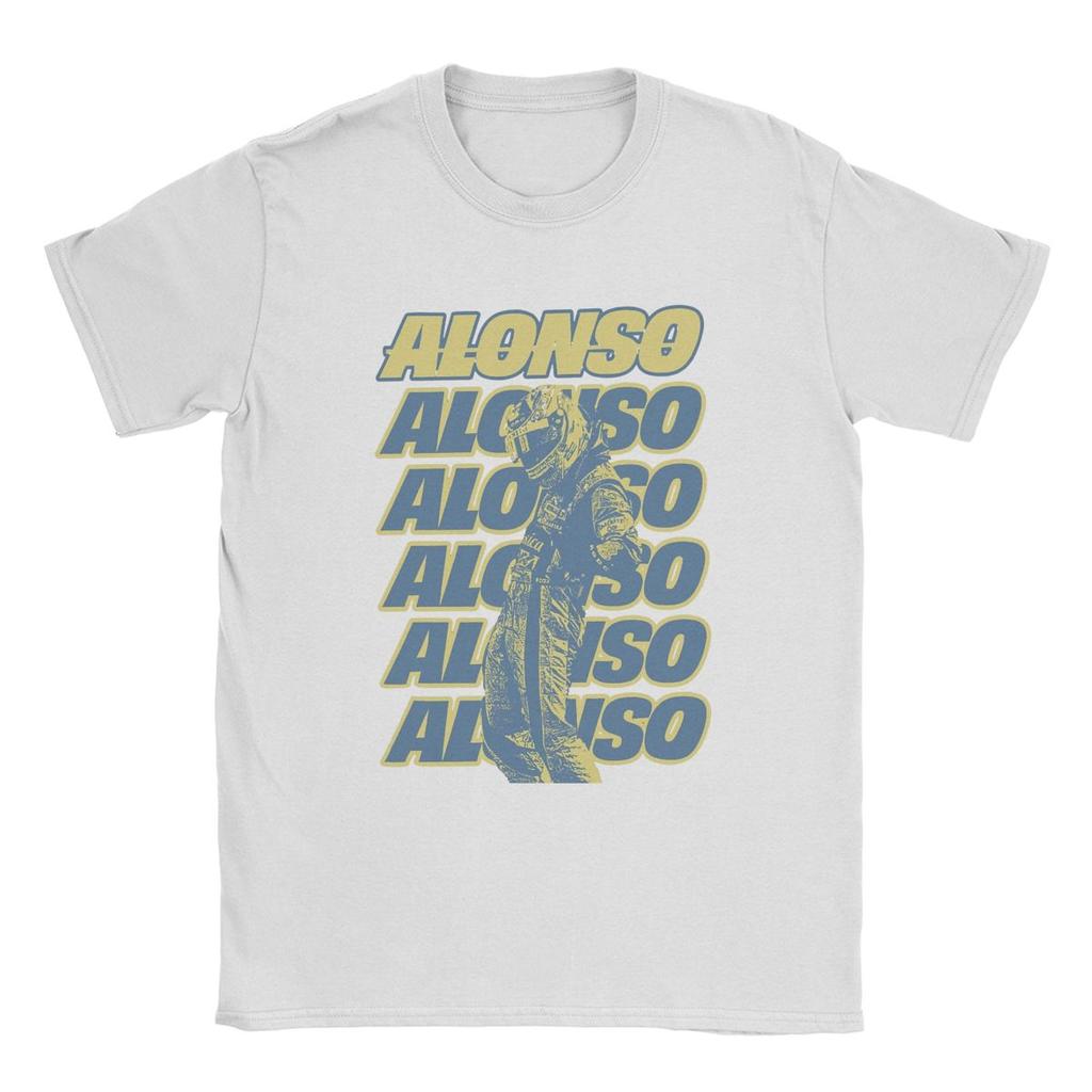 Men T-Shirt Fernando Racing Alonsos Retro Driver Cool Cotton Tee Shirt Short Sleeve 14 Cars T Shirts Crewneck Clothing Printed