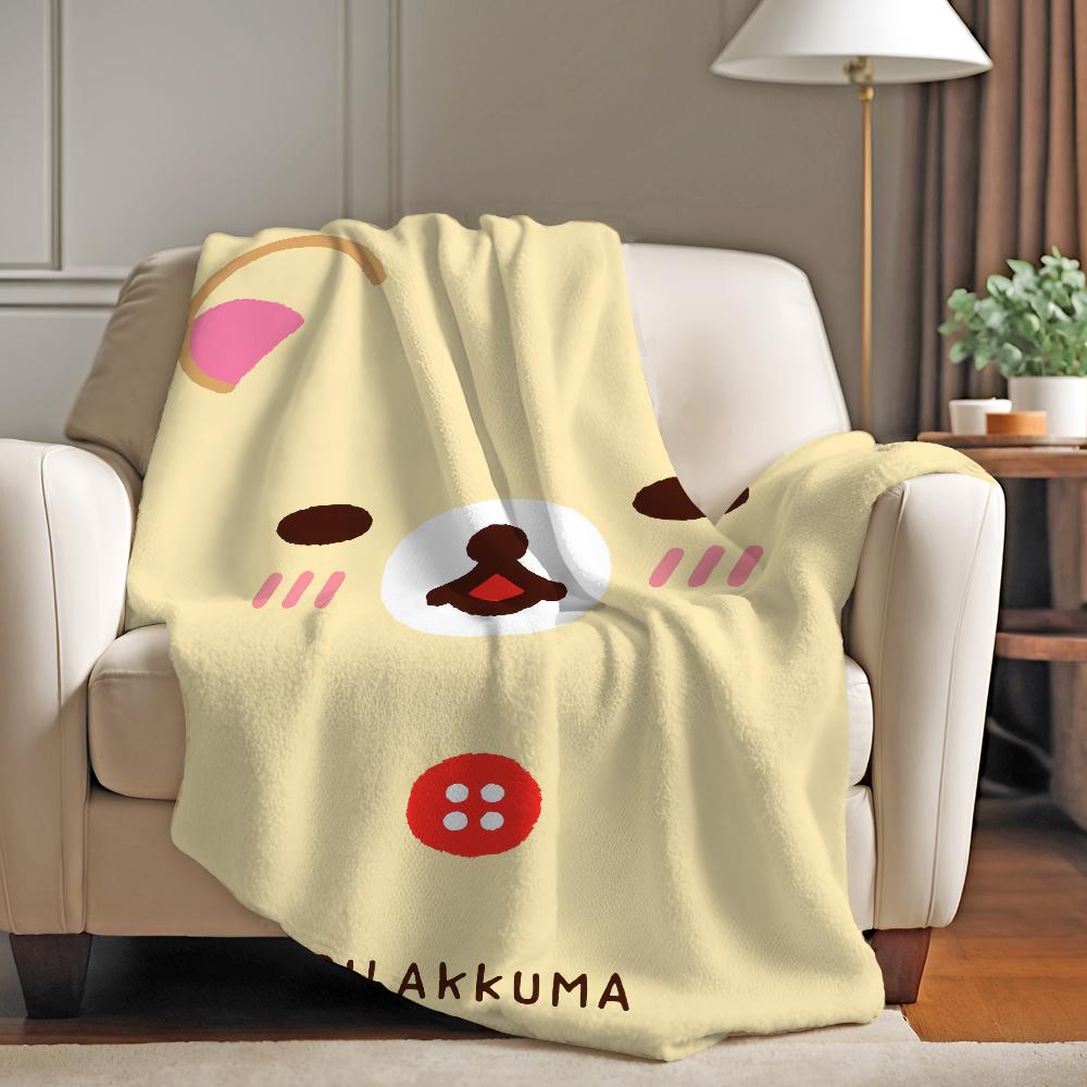Kawaii R-Rilakkuma-Cartoon Blanket Warm Soft Suitable For Bedroom Sofa Bed Living Room Office Travel Camping Gifts
