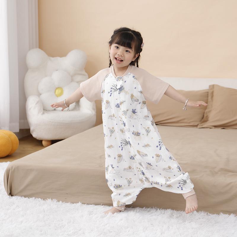 Footed Baby Sleeping Bag - Bamboo Cotton, Spring to Summer, Anti-kick, Lightweight for Air-conditioned Rooms
