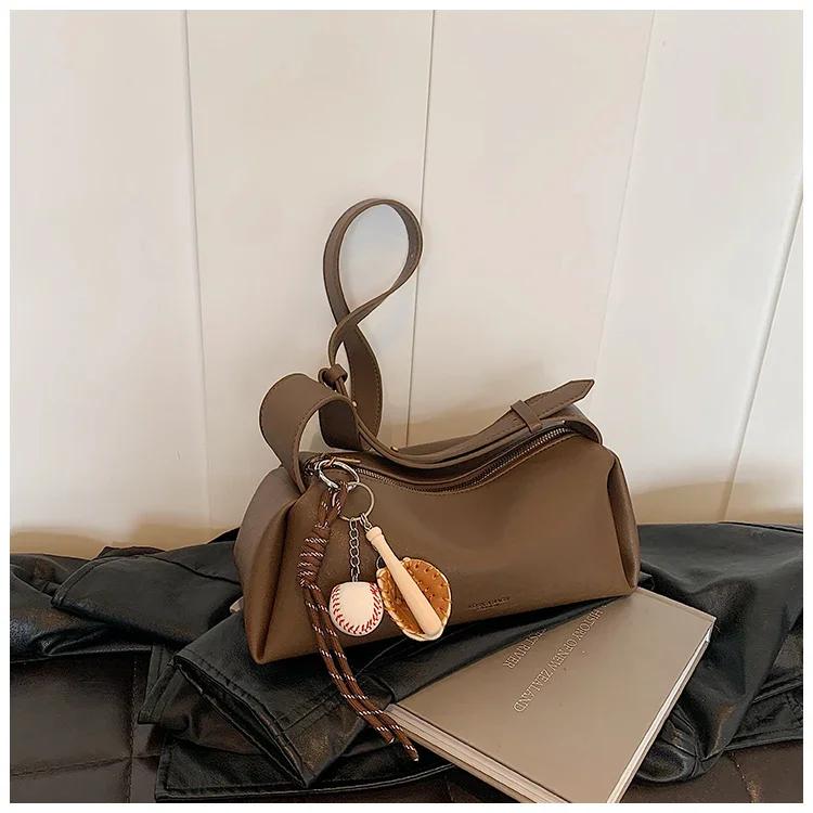 

Однотонная сумка через плечо из ПУ с застежкой-молнией для женщин, универсальные сумки через плечо, женская мода