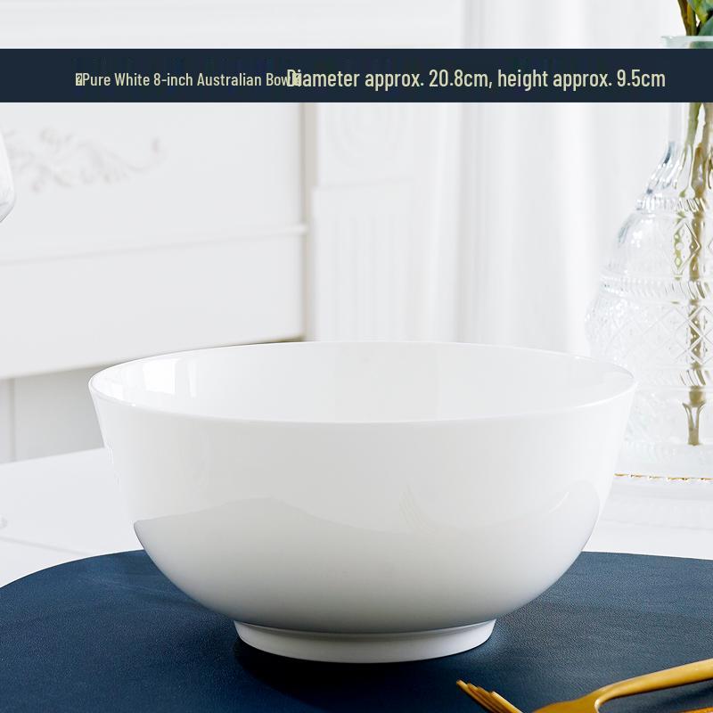 7-inch Large Capacity White Bone China Noodle Bowl - Ceramic Soup & Lo Mein Tableware