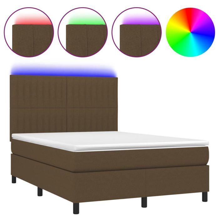 VidaXL Slat Bed Base with Mattress and LED, Upholstered Bed, Double Bed, Adult Bed for Interior Bedroom, 3135040