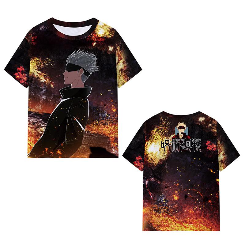 Satoru Gojo Japanese Anime Jujutsu Kaisen T-Shirts 3D Printed Summer Quick Dry Round Neck Short Sleeves for Men Polyester Do Not Fade
