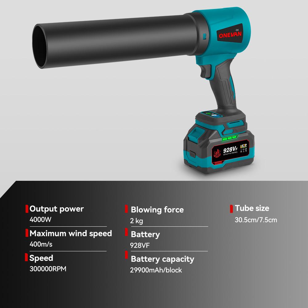 ONEVAN Brushless Electric Blower Turbocharging 3 Gears Regulation Cordless Efficient Fallen Leaves Dust Snow Tool For 18V Makita  Battery