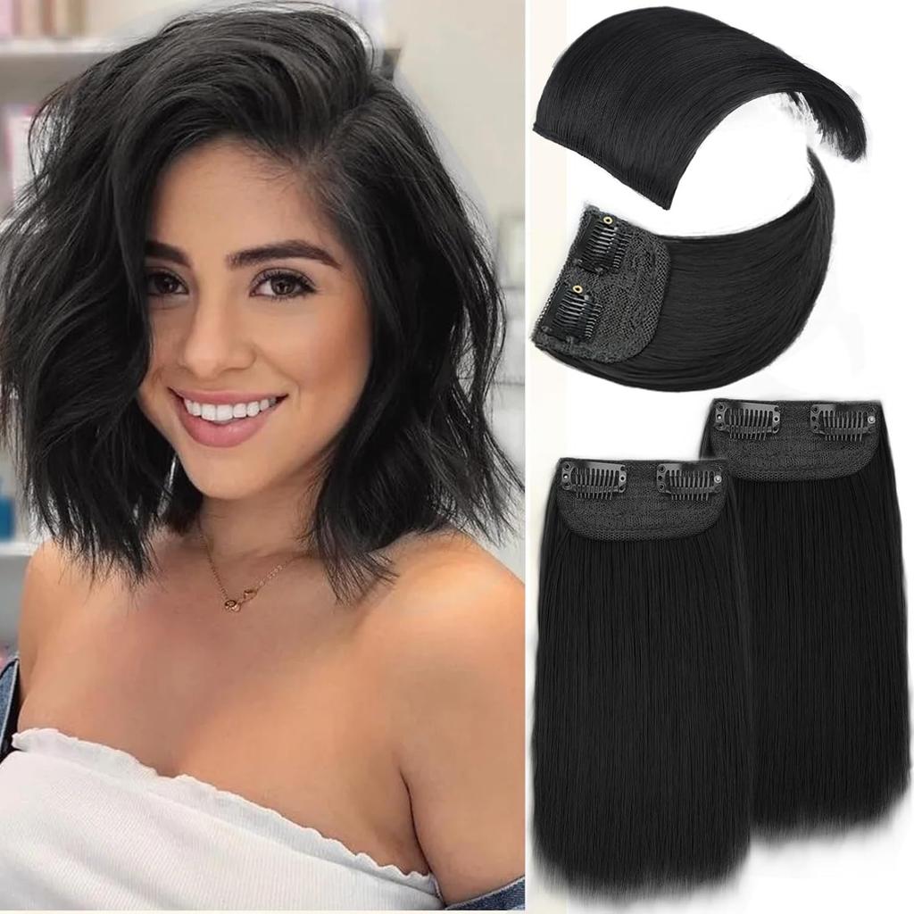 Additional Invisible and Seamless Synthetic Hair Extensions On Both Sides of the Head