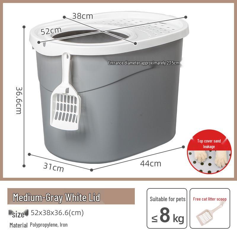 Top-Entry Cat Litter Box with Lid - Odor-Proof and Semi-Closed Design. Default