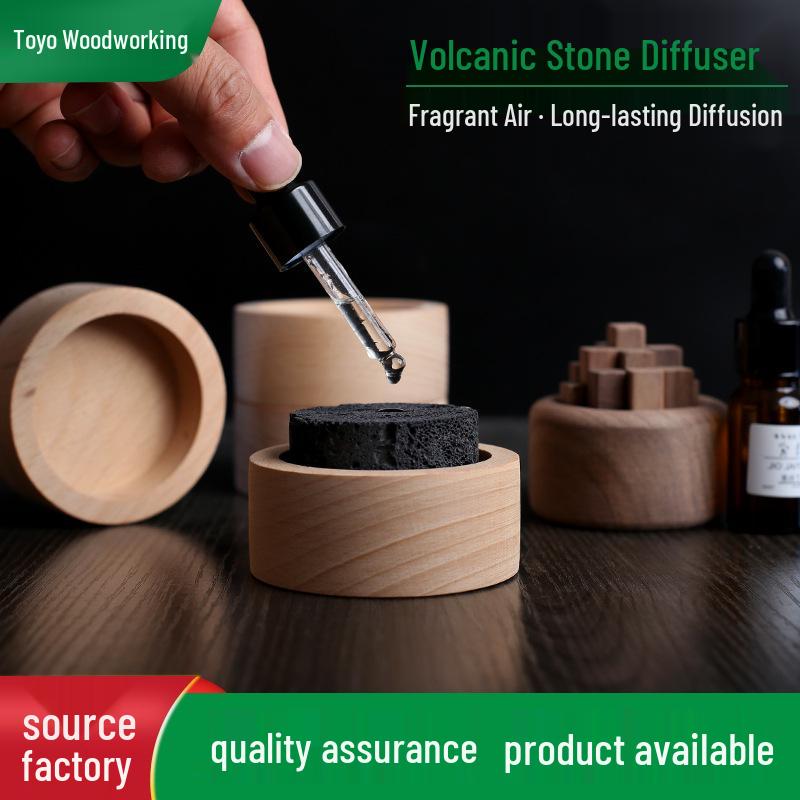 Solid Wood Volcanic Rock Essential Oil and Incense Diffuser with Perfume Flower Stand