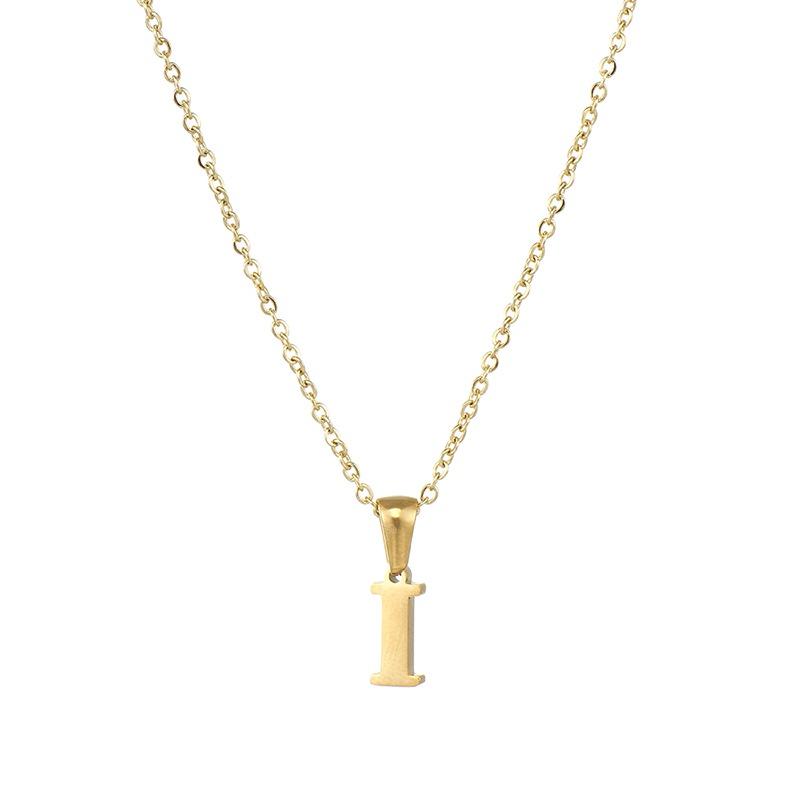 Fashionable 18k Gold Stainless Steel Mini Letter Necklace For Women Trendy Titanium Steel Pendant Necklace