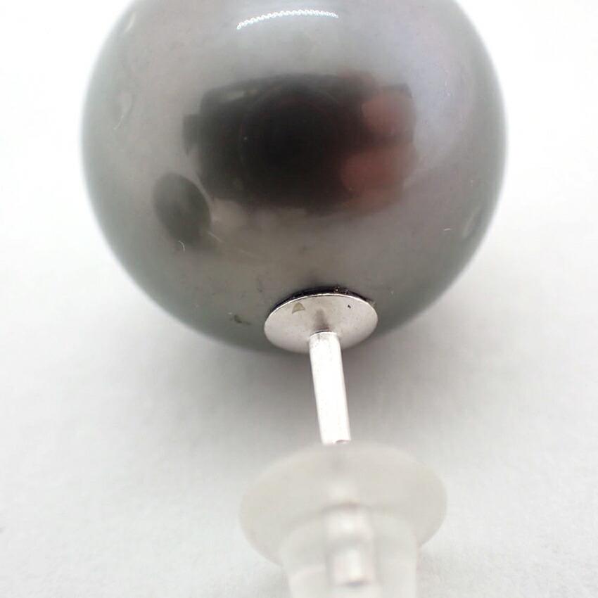 [Used] K14WG South Sea Black Pearl Earrings/j12-2