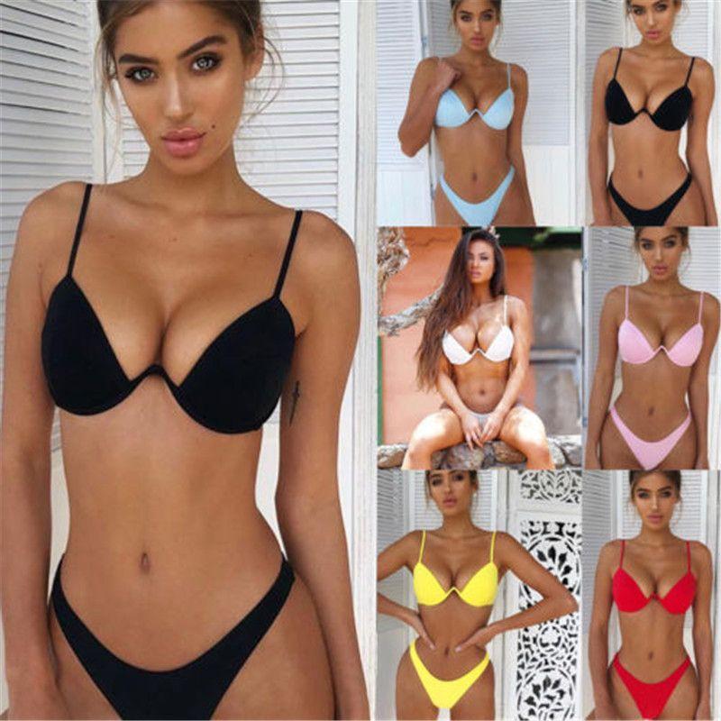 

Split Swimsuit Push up Triangle Bikini Separates Swimsuit Triangle Cup Bikini Yellow XL